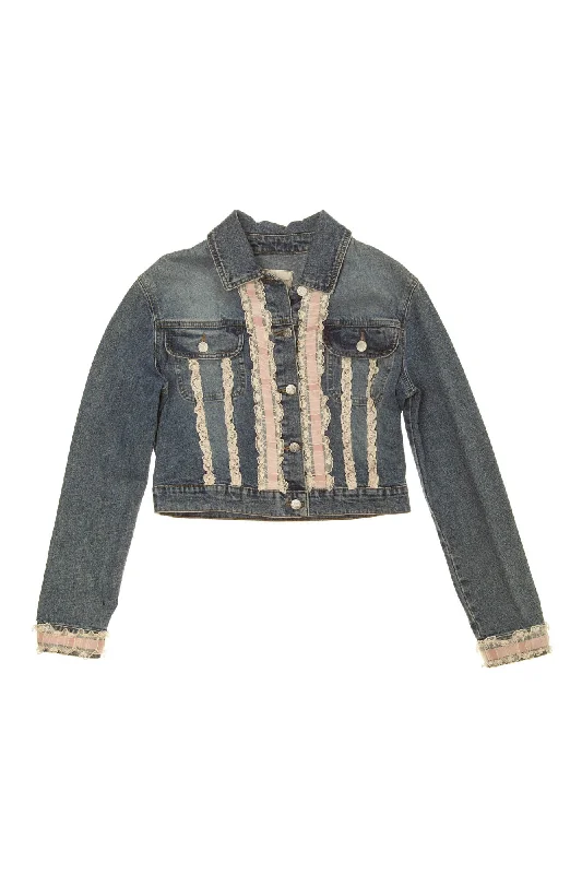 Trendy Women's Outfits for Casual Wear Blumarine - Blue Jean Jacket with Lace - IT 40