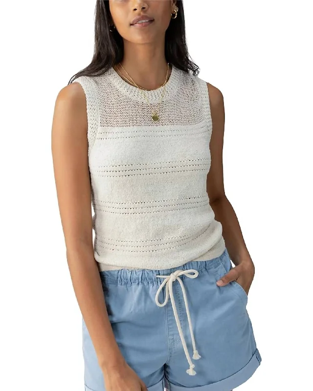 Elegant Women's Attire Waves Of Summer Shell Top In White