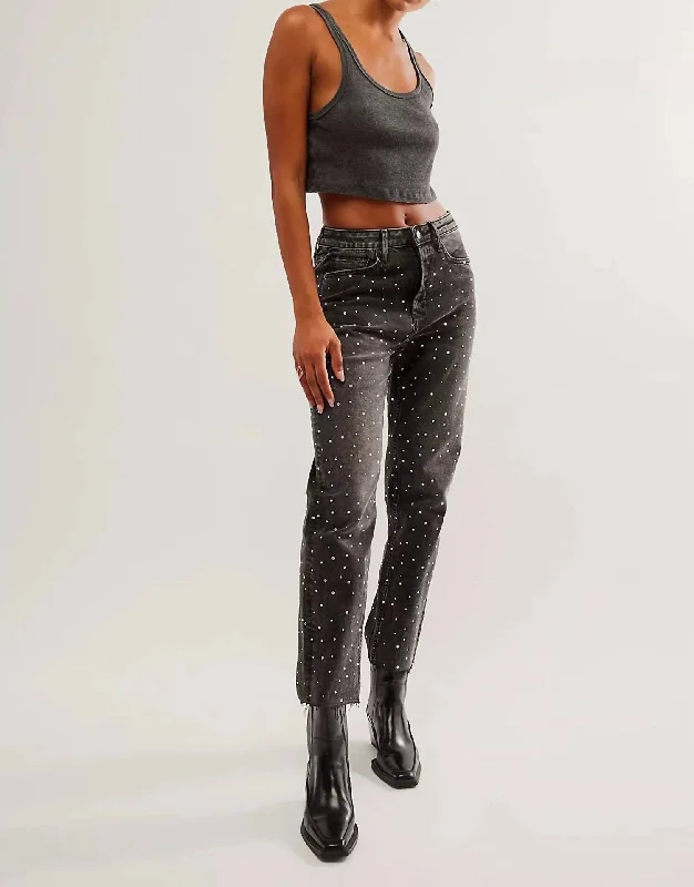 Women's Plus-Size Attire Rhinestone Jean In Black