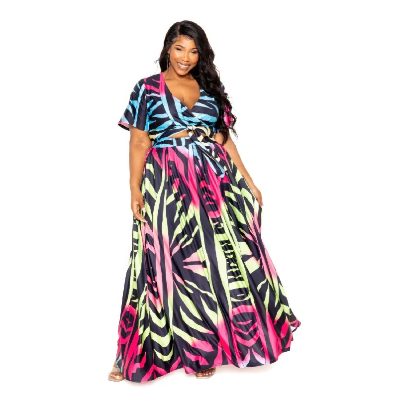 Online Boutiques Best Ombre Animal Maxi Skirt & Top Set