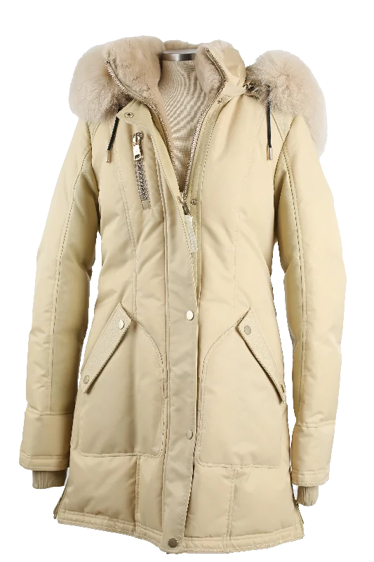 Women's Workout Clothing Fur & Down Lined Parka W/ Removable Fur Hood