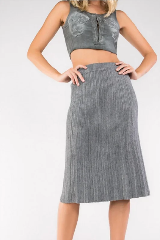 Women's Online Clothing Boutique Sweater Midi Skirt In Grey