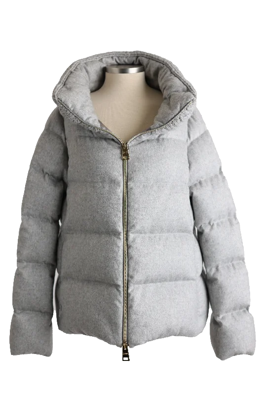 Women's Clothing For Holiday Travel Silk-Cashmere Water Repellent Down Puffer Jacket