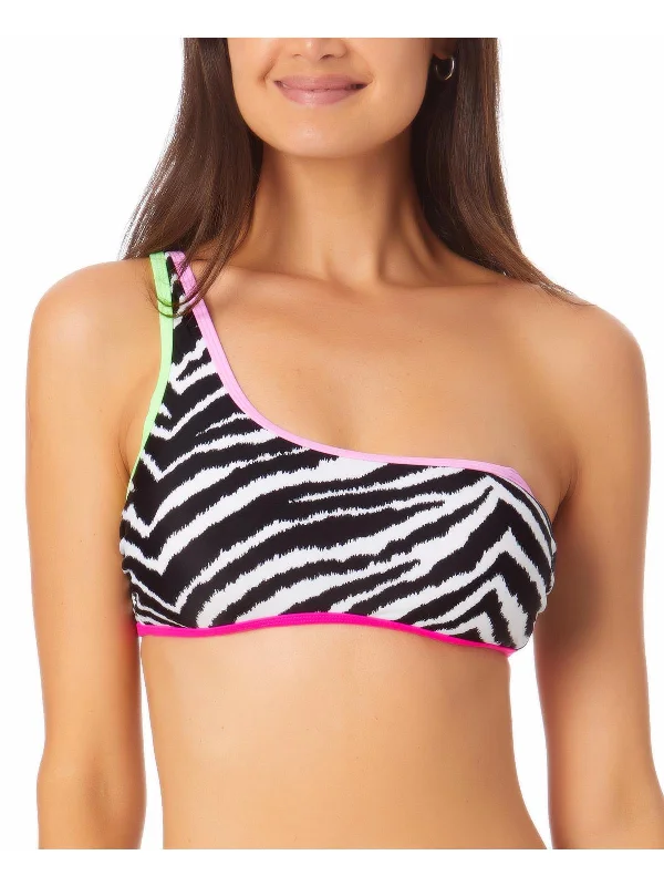 Trendy Boutique Online Juniors Womens Animal Print One Shoulder Bikini Swim Top