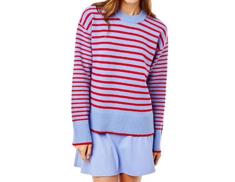 Women's Evening Wear Outfit Carlyle Crewneck In Violet Cherry Stripe