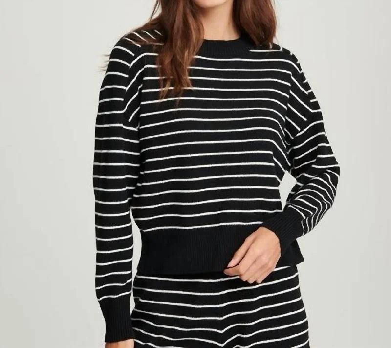 Sustainable Women's Apparel Lizz Sweater In Black/white Stripes