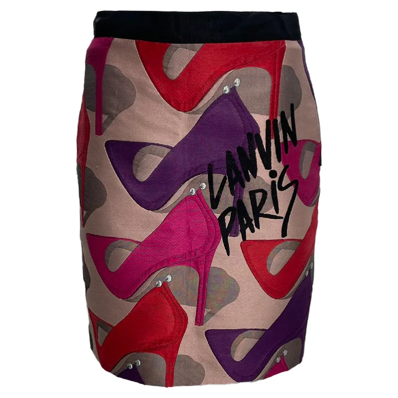 Women's Clothing Sets Lanvin Graphic Shoe Print Mini Skirt in Multicolor Cotton