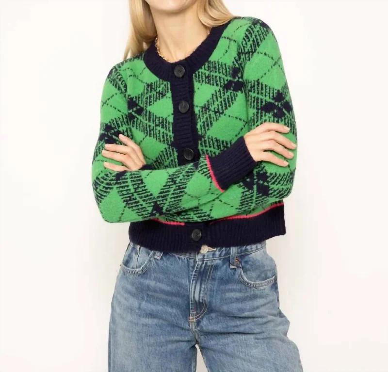 Women's Professional Outfit Goldie Plaid Cardigan In Green