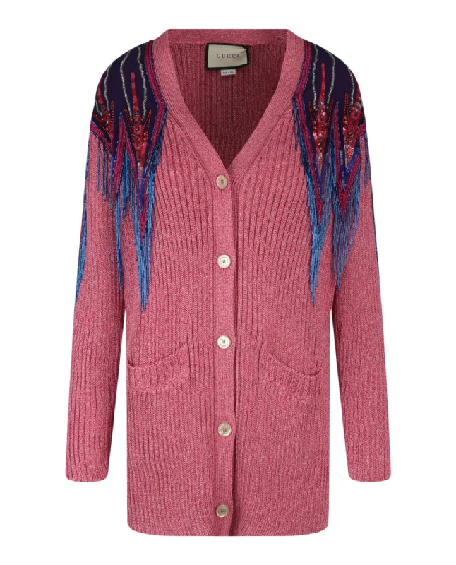 Women's Outdoor Activity Garments Sequin And Fringe Cardigan