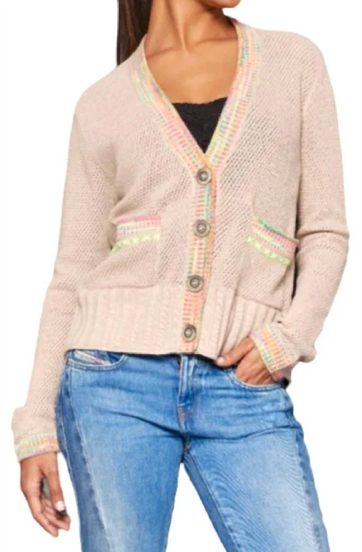 Women's Seasonal Garments Double Track Cardigan In Sheepskin/vellum