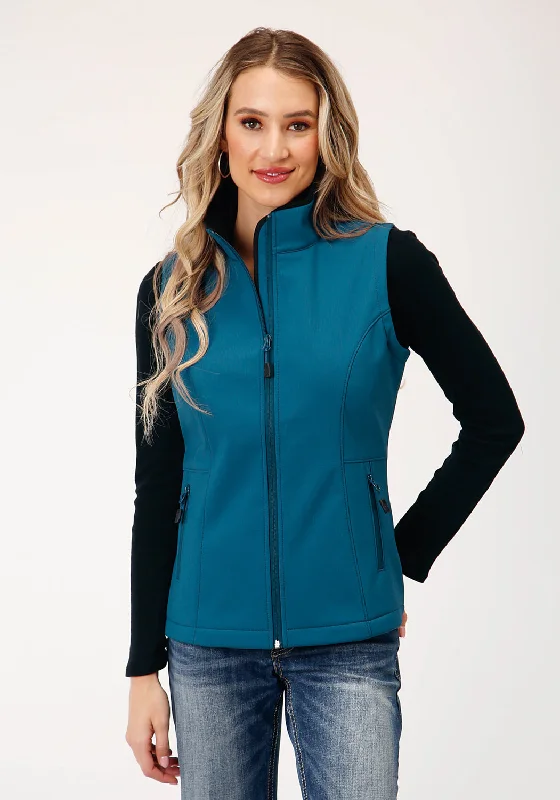 Women's Casual Garments Roper Womens Zip Deep Teal Polyester Softshell Vest