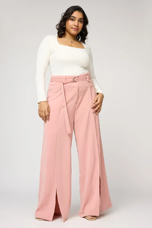 Women's Clothing And Garments Sets Sweet Peony Curve Belted Flared Korean Pants