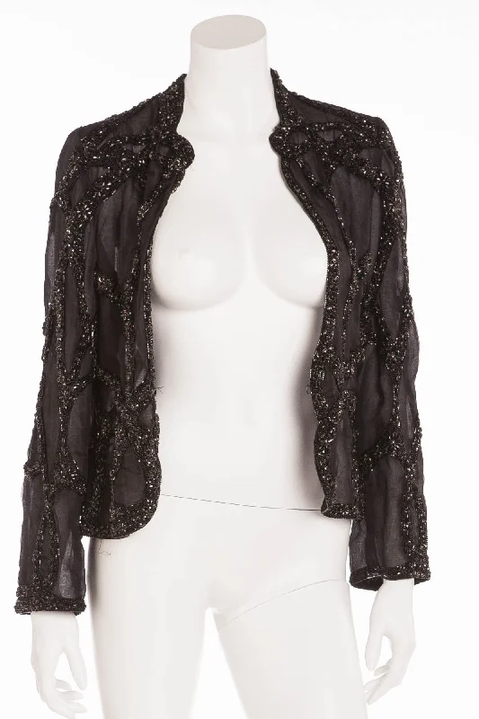 Fashionable Dresses for Women Original Alexander McQueen - Black Long Sleeve Beaded Jacket - IT 44