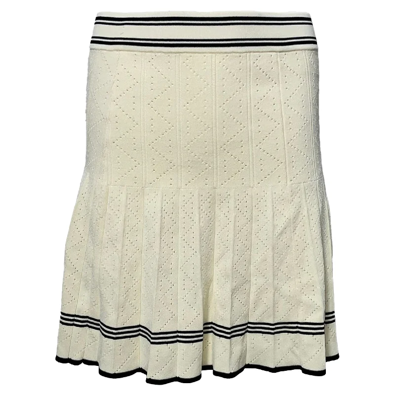 Women's Trendy Activewear Apparel Sandro Paris Pleated Knit Mini Skirt in Ivory Viscose