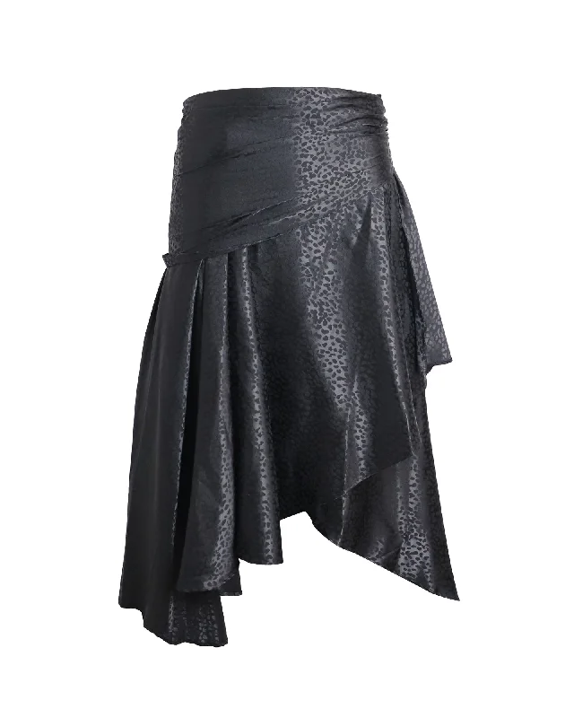 Vintage-Inspired Garments Dodo Bar Or Draped Midi Skirt in Black Polyester