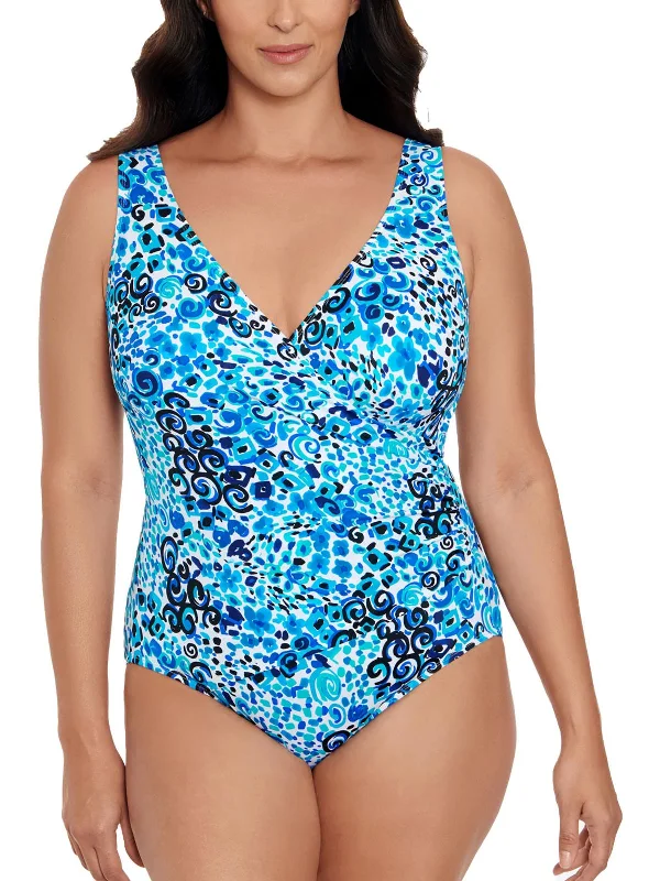 Clothes For Woman Womens Printed V-Neck One-Piece Swimsuit