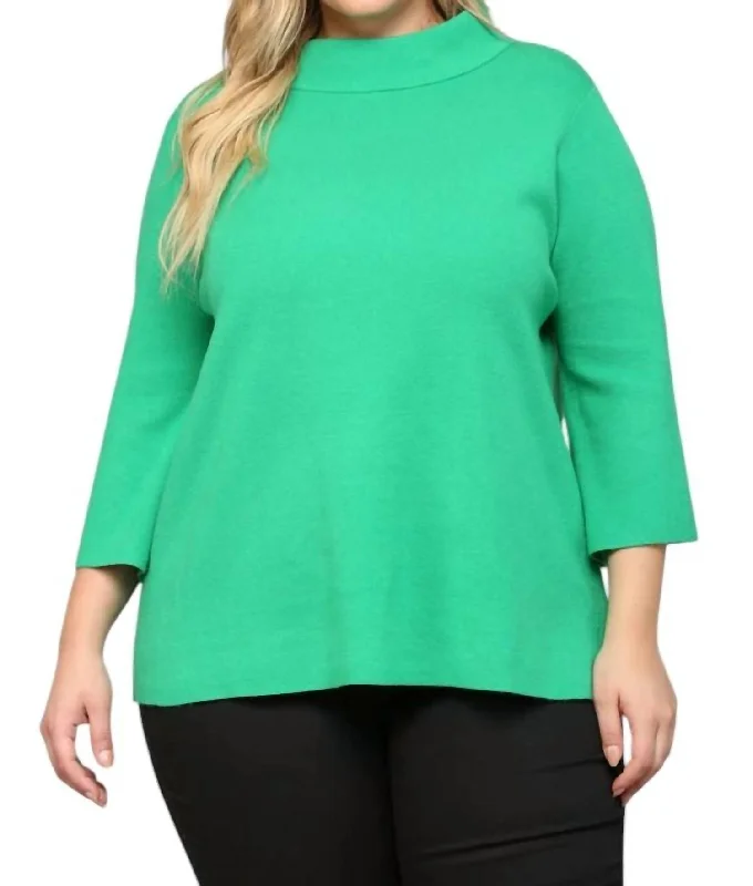 Women's Clothing Outfit Set Sweater - Curvy In Kelly Green