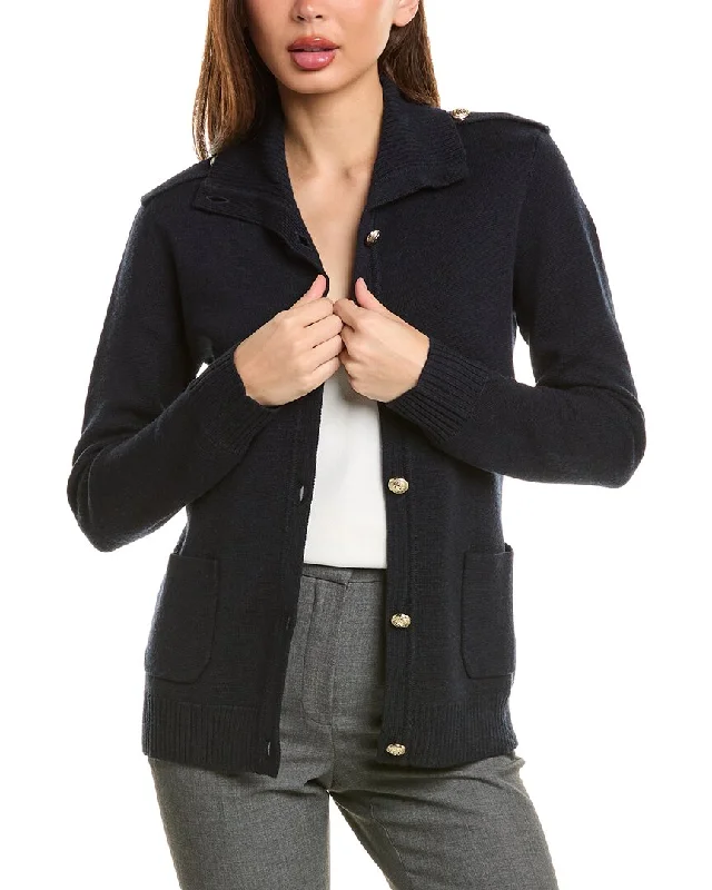 Women's Clothing for Every Occasion Bruno Magli Epaulette Wool Sweater Jacket