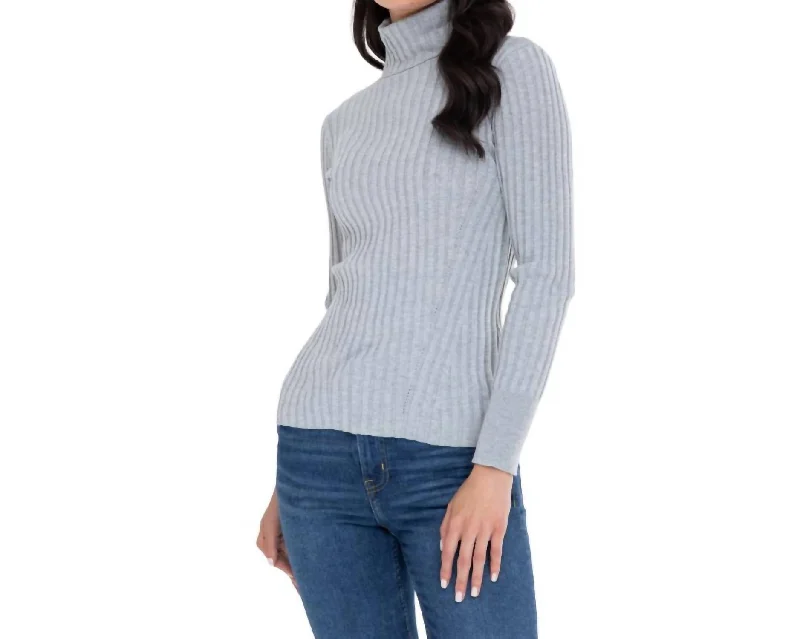 Women Wear Brands Blair Rib Turtleneck Sweater In Ash