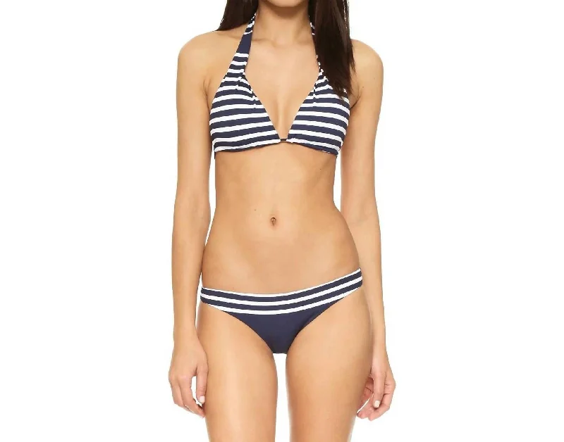 Outfits For Women Stripe Halter String Bikini Top In Navy/white