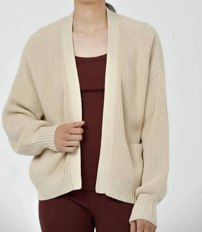 Chic Women's Clothing Online Mali Open Cardigan In Vintage Oat