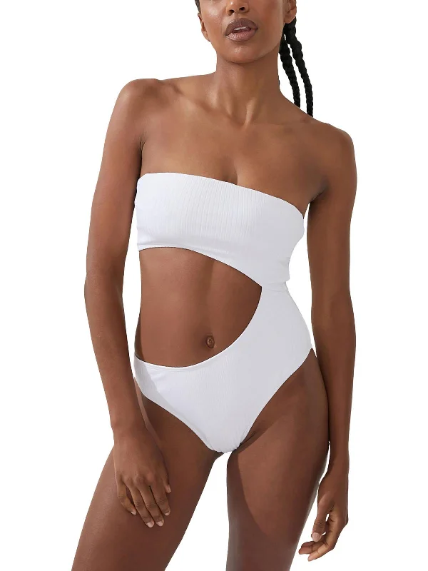 Sustainable Women's Clothing Womens Ribbed Removable Straps One-Piece Swimsuit