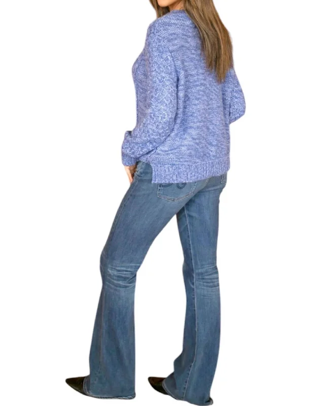 Women's Occasion Wear Apparel Mitch Cable Crew Sweater In Blue Fire