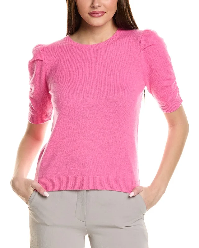 Affordable Trendy Clothes For Women Magaschoni Pleated Ruched Elbow-Sleeve Cashmere Sweater