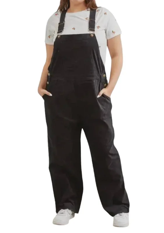 Women's High-Fashion Garments Velvet Overalls Plus In Black