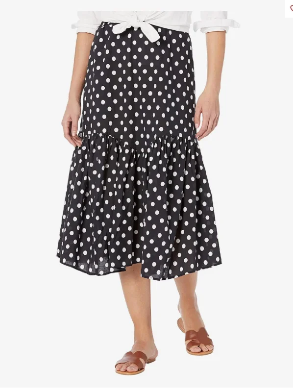 Women's Luxury Garments Polka Dot Midi Skirt In Black White