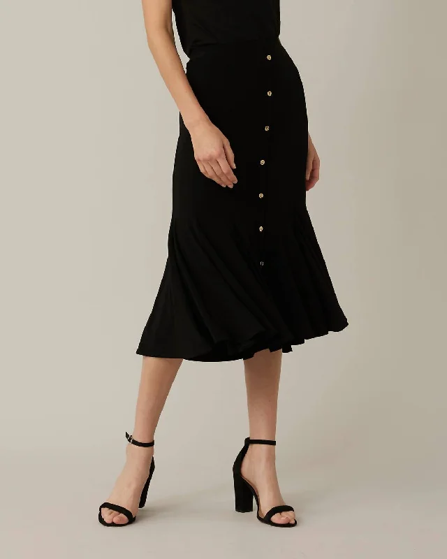 Women's Fashionable Attire For Work Trumpet Hem Skirt In Black