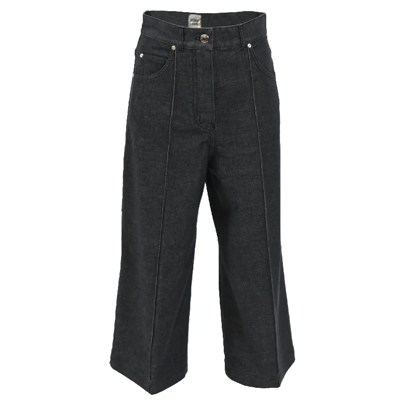 Formal Garments For Women Hermès Pintucked Straight Leg Jeans in Grey Cotton