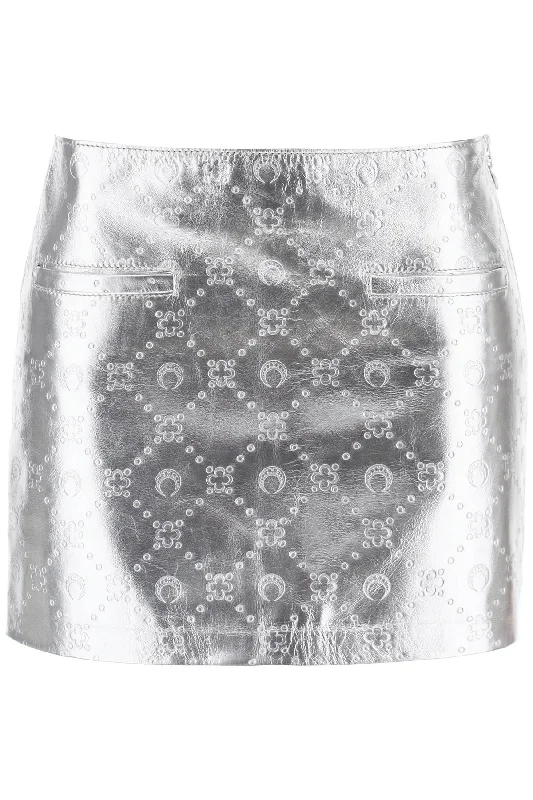 Affordable Online Boutique Marine Serre Women's Moonogram Mini Skirt In Laminated Leather