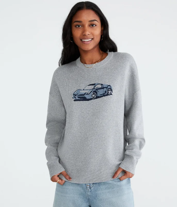 Sustainable Women's Clothing Aeropostale Sports Car Oversized Crew Sweater