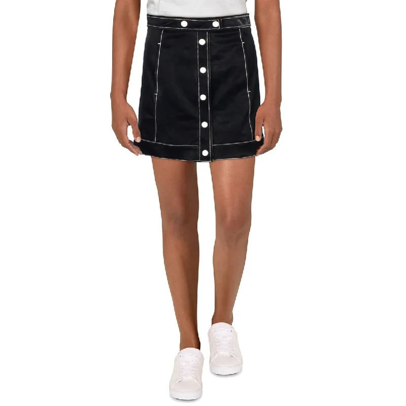 Affordable Online Boutiques Womens Faux Leather Embossed Mini Skirt