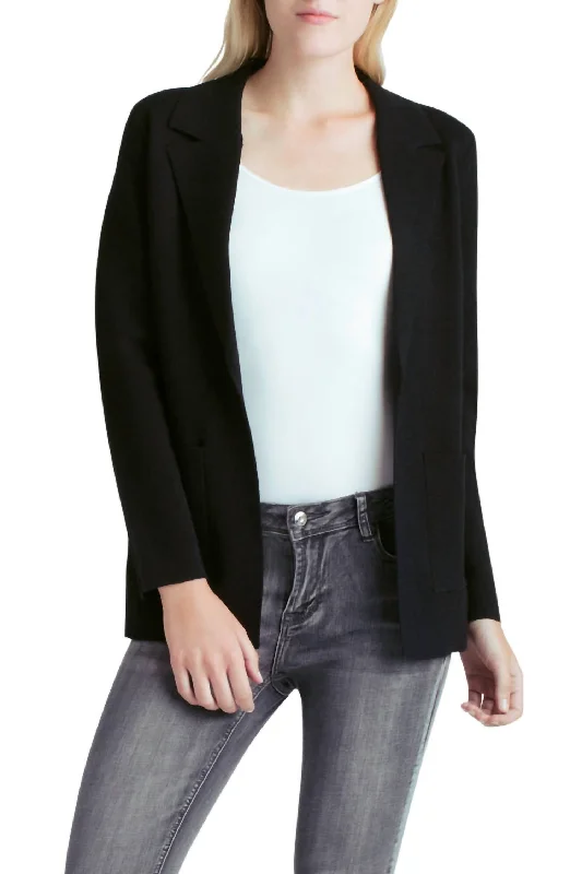 Women's Travel Garments Comfy Viscose Blend Collared Cardigan In Black