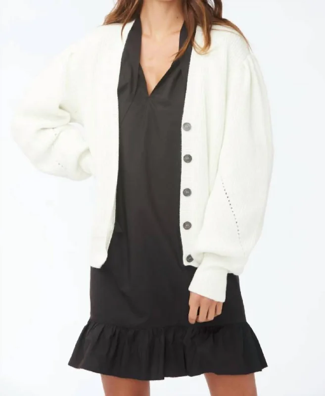 Luxury Women's Clothes Mandel Cardigan In Soft White