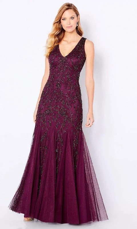 Women's Evening Wear Cameron Blake 221684 - Embellished V-Neck Evening Gown