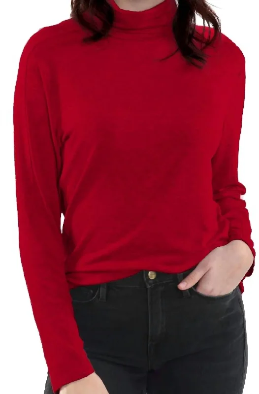 Sale Clearance Knit Turtleneck Sweater In Crimson