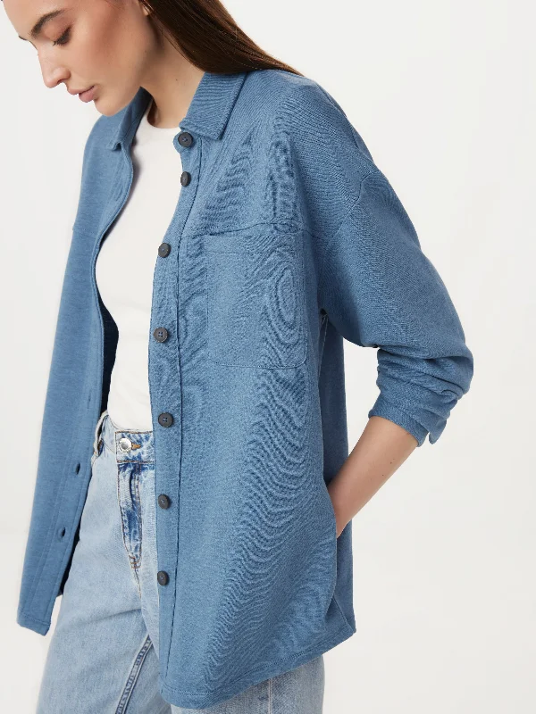 Chic Women's Clothing for Date Nights The French Terry Overshirt in Coronet Blue