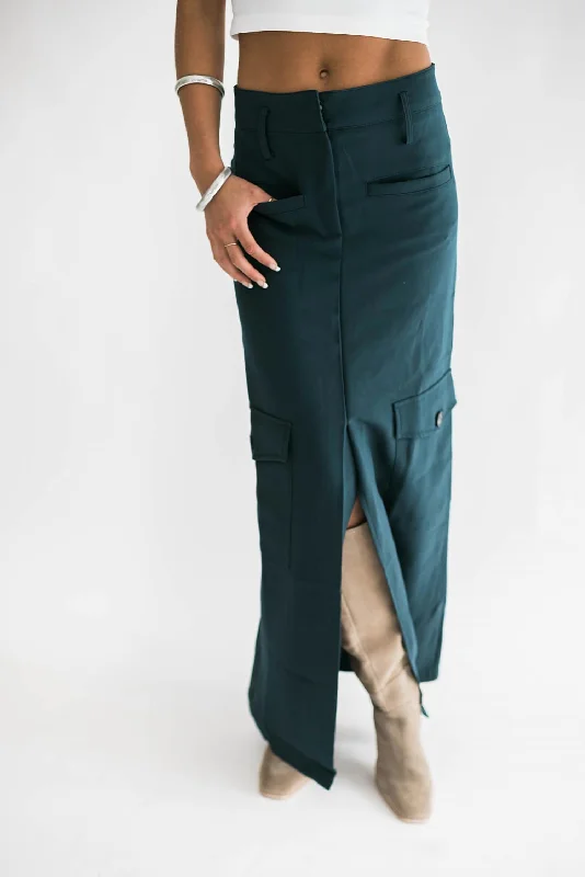 Women's Chic Apparel Tasha Cargo Maxi Skirt In Green