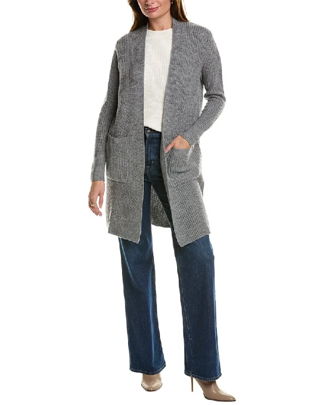 Women's Evening Wear Forte Cashmere Rib Long Wool & Cashmere-Blend Cardigan