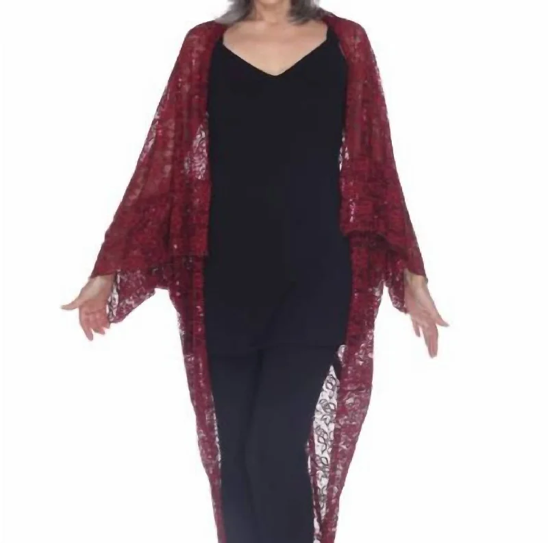 Women's Elegant Outfit Sasha Sequin 3-Way Wrap Coverup In Burgundy