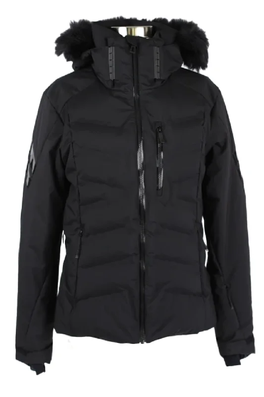 Women Clothing Quilted Ski Jacket W/ Fur Hood