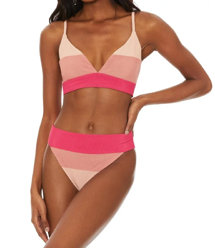 Bold and Elegant Women's Fashion Riza Bikini Top In Rouge Color Block