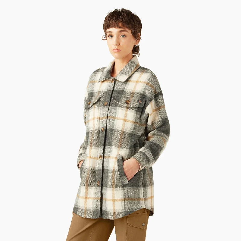 Women's Professional Garments Dickies Women's Flannel Oversized Plaid Shirt Jac