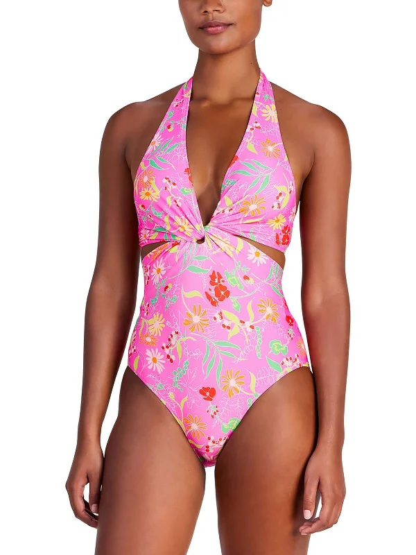 Women's Evening Clothing Womens Floral Cut-Out One-Piece Swimsuit