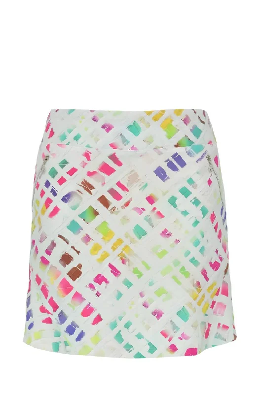 Classic Women's Clothing Styles Golf Skort In White/pink/green