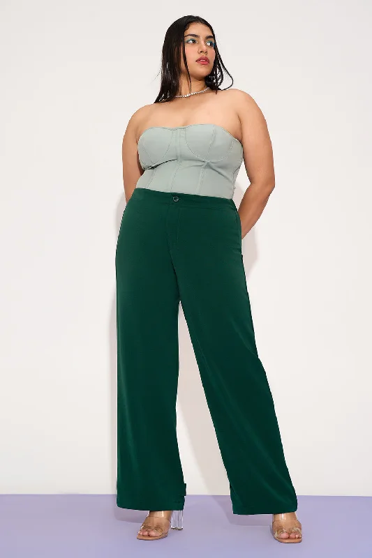 Women's Transitional Garments Dark Jade Curve Adjustable Hem Korean Pants