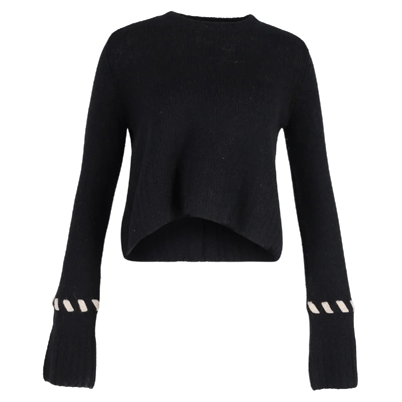 Women's Functional Outdoor Garments Khaite Colette Contrast-Whipstitching Jumper In Black Wool